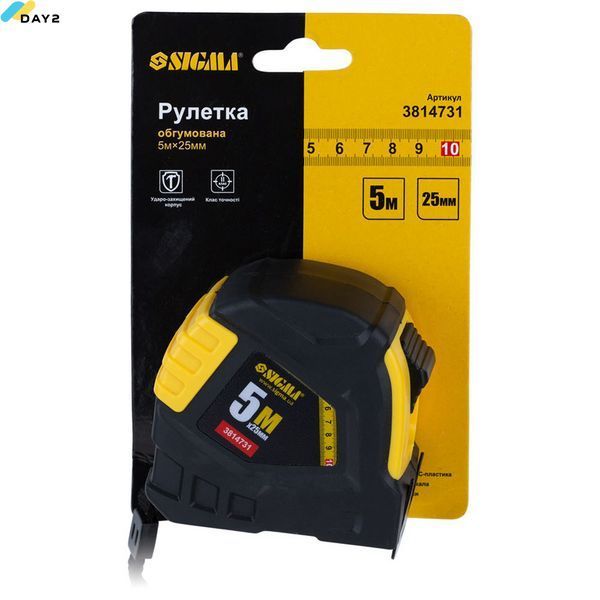 Рулетка обгумована 5м&times;25мм SIGMA (3814731) 3814731 фото