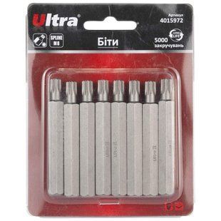Біти Spline M8&times;75мм 10мм 8шт S2 (блістер) ULTRA (4015972) 4015972 фото