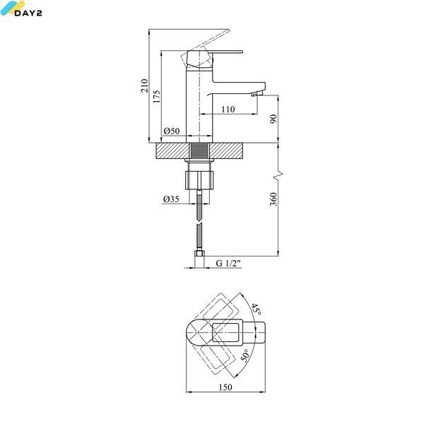 Змішувач для раковини Kroner KRM Zenda - W010 (CV022958) CV022958 фото