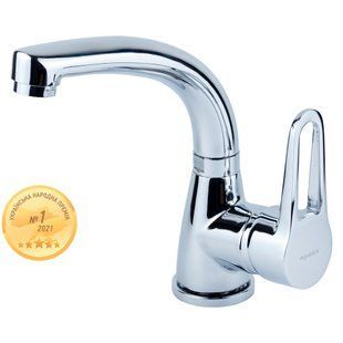 Змішувач HL &Oslash;35 для раковини гусак вигнутий на гайці AQUATICA HL-1A230C (9734000) 9734000 фото