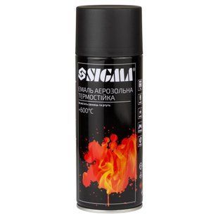 Емаль аерозольна акрилова термостійка +600&deg;C 400мл RAL 9005 чорний мат SIGMA (2736041) 2736041 фото