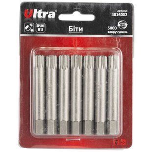 Біти Spline M12&times;75мм 10мм 7шт S2 (блістер) ULTRA (4016002) 4016002 фото