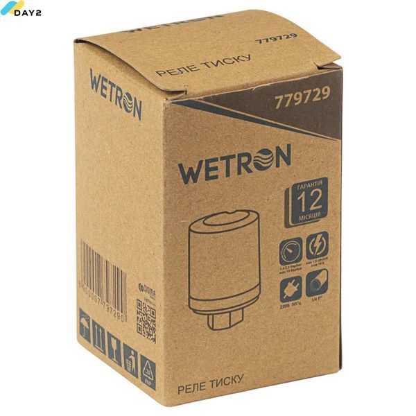 Реле тиску 1.5кВт 1.4-2.2 бар циліндр (гайка) WETRON (779729) 779729 фото