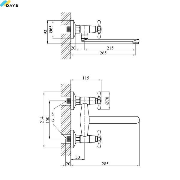 Змішувач для кухні настінний Kroner KRP Royce - C040 CV029051 фото
