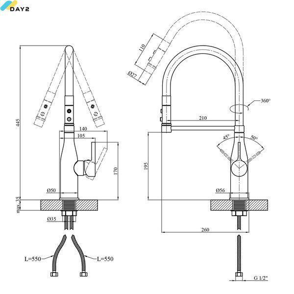 Змішувач для кухні Kroner KRP Ersel - C03111BLK CV033804 фото