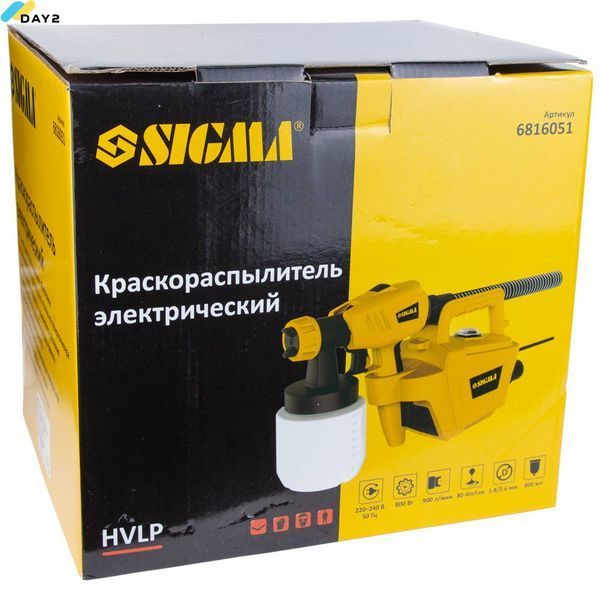 Фарборозпилювач електричний HVLP 800Вт &Oslash;1.8/2.6мм 900мл/хв н/б 800мл SIGMA (6816051) 6816051 фото