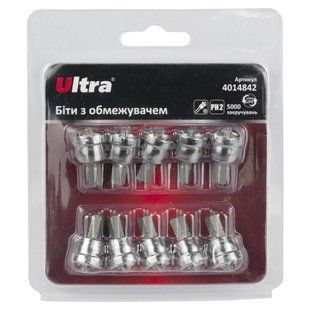 Біти з обмежувачем PH2&times;25мм &frac14;" 10шт S2 (блістер) ULTRA (4014842) 4014842 фото