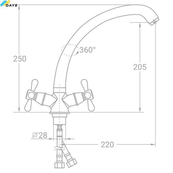 Змішувач s85 &frac12;" для кухні гусак вухо на гайці TAU VN-4B460C (9885130) 9885130 фото