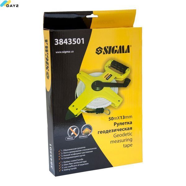 Рулетка 50м&times;13мм геодезична (скловолокно) SIGMA (3843501) 3843501 фото
