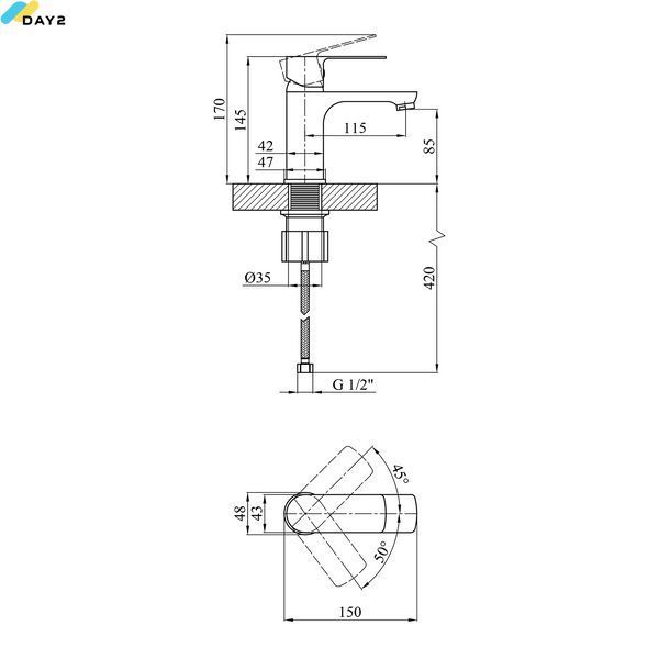 Змішувач для раковини Kroner KRM Fulda - W010 (CV018077) CV018077 фото