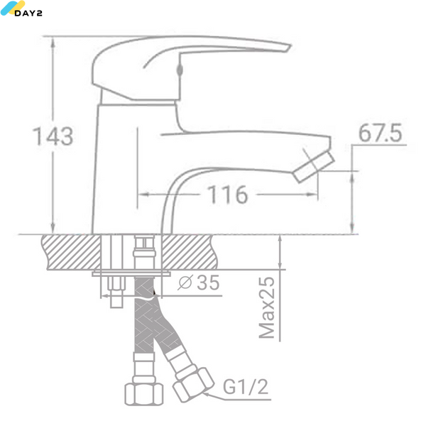 Змішувач s43 &Oslash;40 для раковини на шпильці TAU SM-2A144C (9843000) 9843000 фото