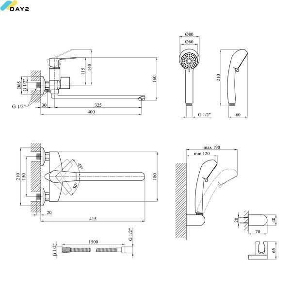 Змішувач для ванни Kroner KRP Enzo - C070 CV023615 фото