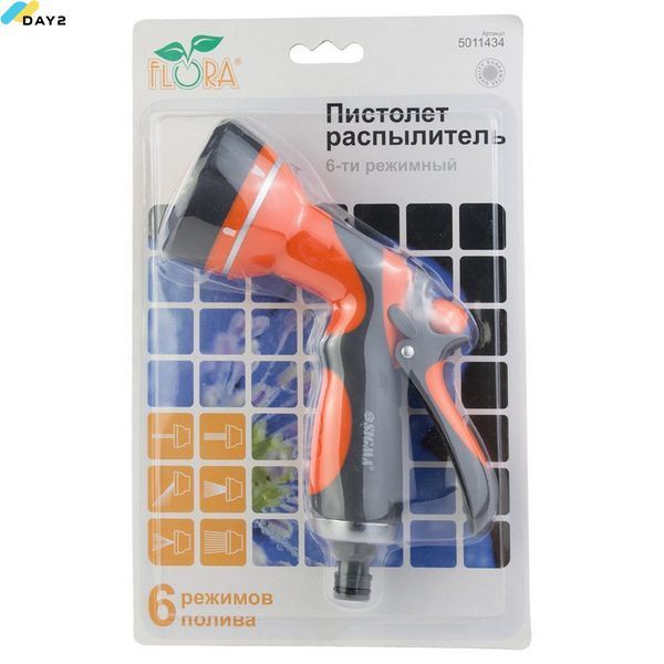 Пістолет-розпилювач 6-ти режимний (ABS+TPR) FLORA (5011434) 5011434 фото