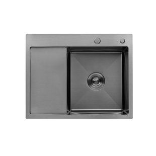 Кухонна мийка Kroner KRP Schwarze - 6350RHM PVD (3.0/1.0 мм) CV031323 фото