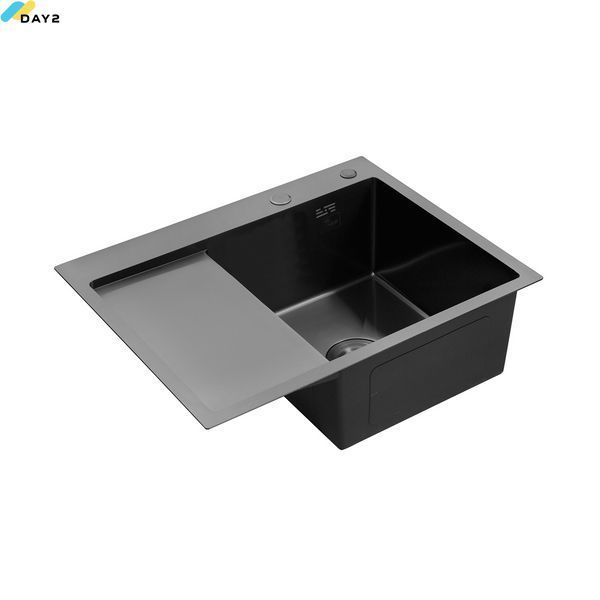 Кухонна мийка Kroner KRP Schwarze - 6350RHM PVD (3.0/1.0 мм) CV031323 фото