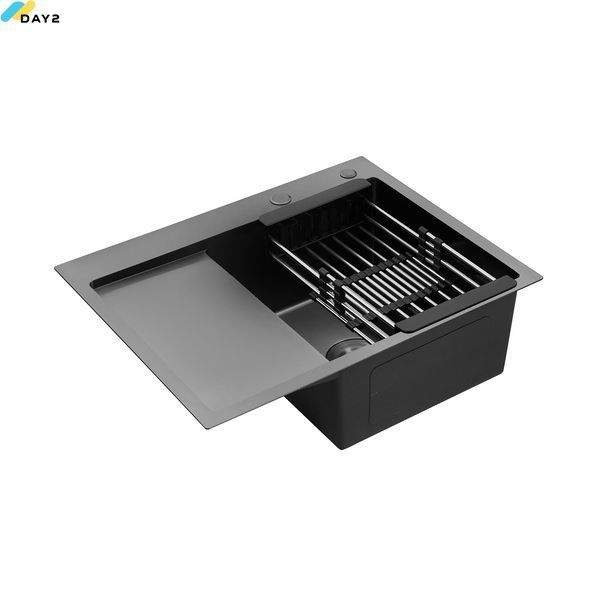 Кухонна мийка Kroner KRP Schwarze - 6350RHM PVD (3.0/1.0 мм) CV031323 фото