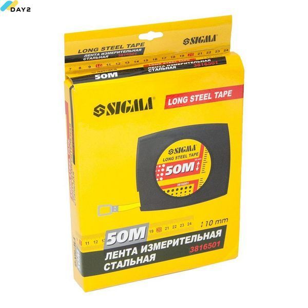 Рулетка сталева стрічка 50м&times;10мм (чорна) SIGMA (3816501) 3816501 фото