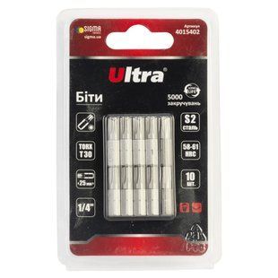 Біти TORX 30&times;25мм &frac14;" 10шт S2 (блістер) ULTRA (4015402) 4015402 фото