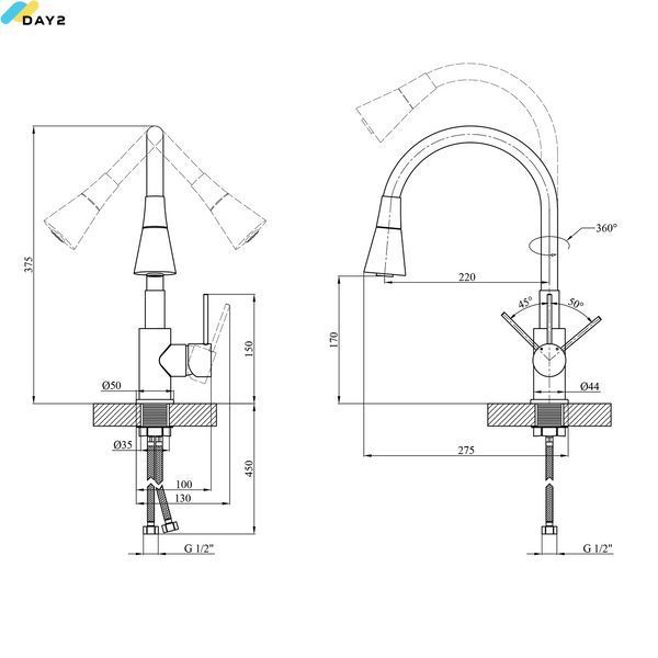 Змішувач для кухні Kroner KRP K&uuml;che - C031GRA CV024336 фото