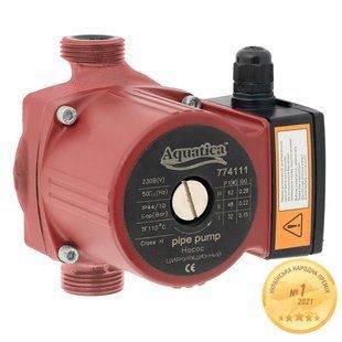 Насос циркуляційний 100Вт Hmax 6м Qmax 75л/хв &Oslash;1" 130мм+гайки &Oslash;&frac34;" AQUATICA (774131) 774131 фото