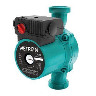 Насос циркуляційний 100Вт Hmax 6м Qmax 50л/хв &Oslash;1&frac12;" 130мм зел + гайки &Oslash;1" WETRON (774333) 774333 фото