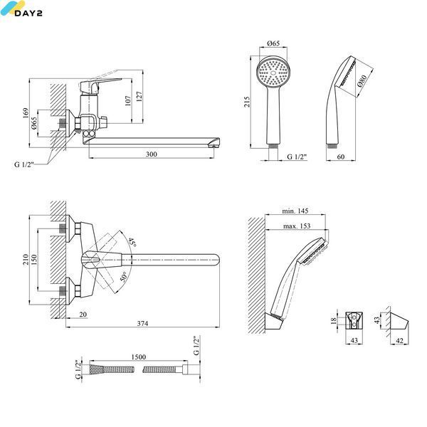 Змішувач для ванни Kroner KRM Odra - C070 (CV019269) CV019269 фото