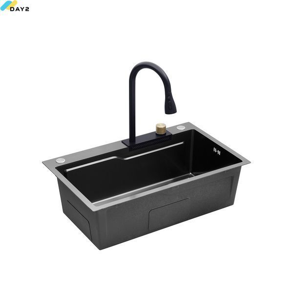 Кухонна мийка Kroner KRP Schwarze - SET7546HM PVD (3.0/0.7 мм) CV032277 фото