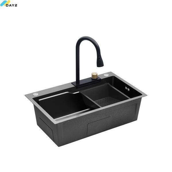 Кухонна мийка Kroner KRP Schwarze - SET7546HM PVD (3.0/0.7 мм) CV032277 фото