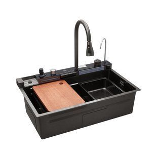 Кухонна мийка Kroner KRP Schwarze - SET7546ARTHM PVD (3.0/0.8 мм) CV033375 фото