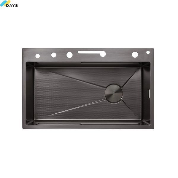 Кухонна мийка Kroner KRP Schwarze - SET7546ARTHM PVD (3.0/0.8 мм) CV033375 фото