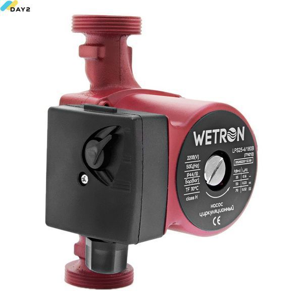 Насос циркуляційний 75Вт Hmax 4м Qmax 40л/хв &Oslash;1&frac12;" 180мм бордо+гайки &Oslash;1" WETRON LР525&ndash;4/180В (774212) 774212 фото