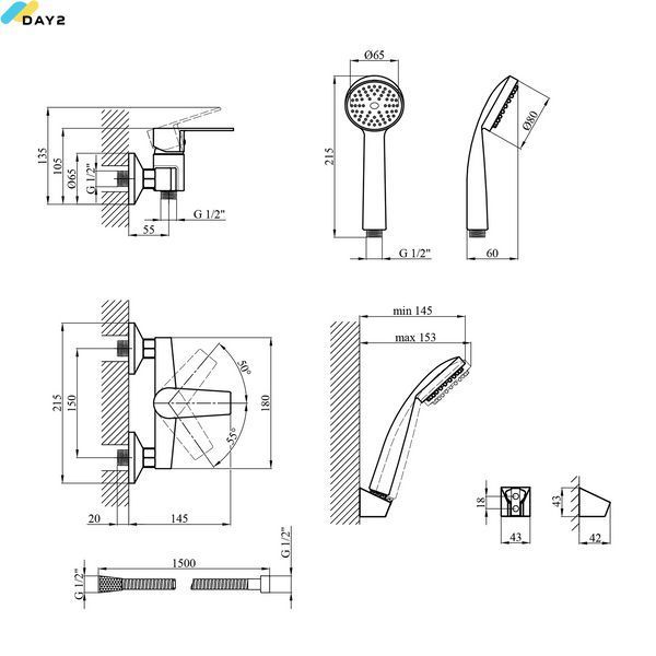 Змішувач для душу Kroner KRM Oker - C050 (CV019459) CV019459 фото
