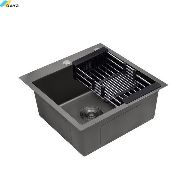 Кухонна мийка Kroner KRP Schwarze - 4545HM PVD (3.0/1.0 мм) CV033856 фото