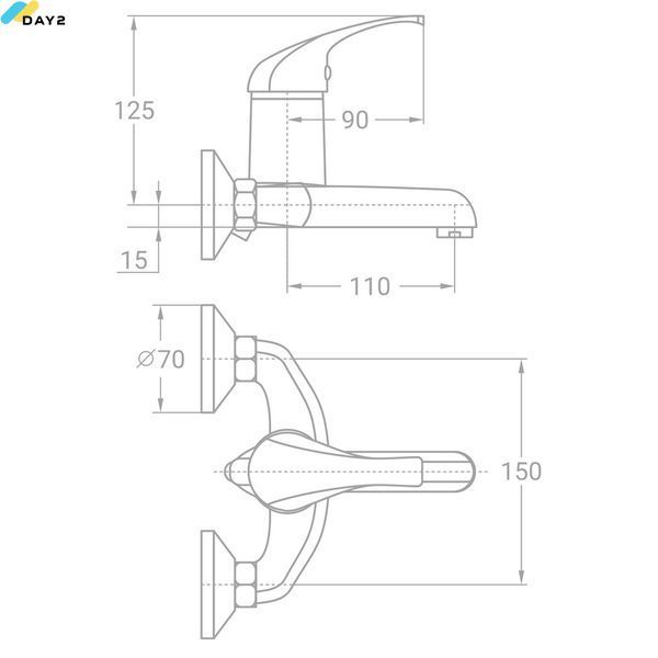 Змішувач s46 &Oslash;35 для ванни литий TAU TN-1C142C (9846200) 9846200 фото