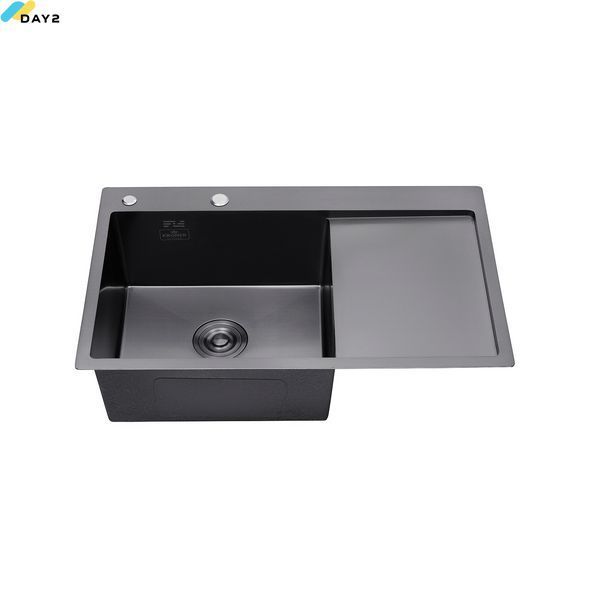 Кухонна мийка Kroner KRP Schwarze - 7849LHM PVD (3.0/1.0 мм) CV025278 фото