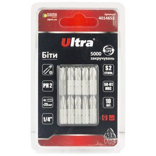 Біти PH2&times;25мм &frac14;" 10шт S2 (блістер) ULTRA (4014652) 4014652 фото