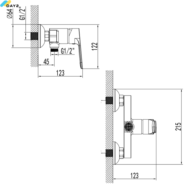 Змішувач MARMORE &Oslash;35 для душа CORSO 9623300 (DB-1D138C) 9623300 фото