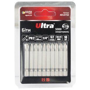 Біти PH2&times;50мм &frac14;" 10шт S2 (блістер) ULTRA (4014732) 4014732 фото