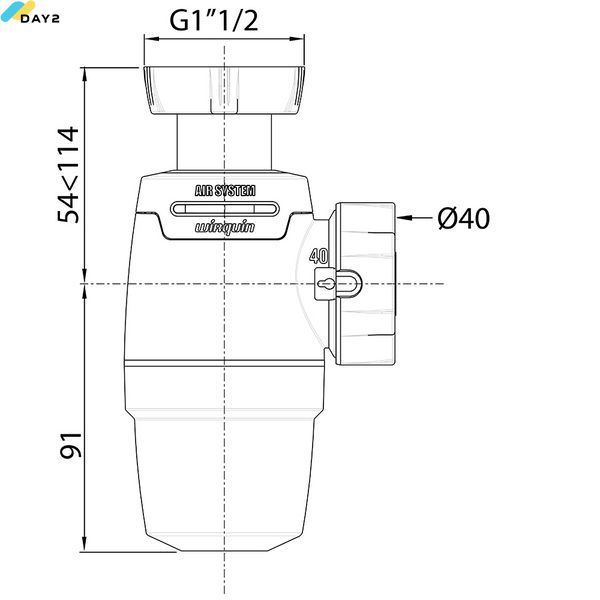 Сифон для кухонної мийки Neo Air 1&frac12;"&times;&Oslash;40мм WIRQUIN (9542331) 9542331 фото