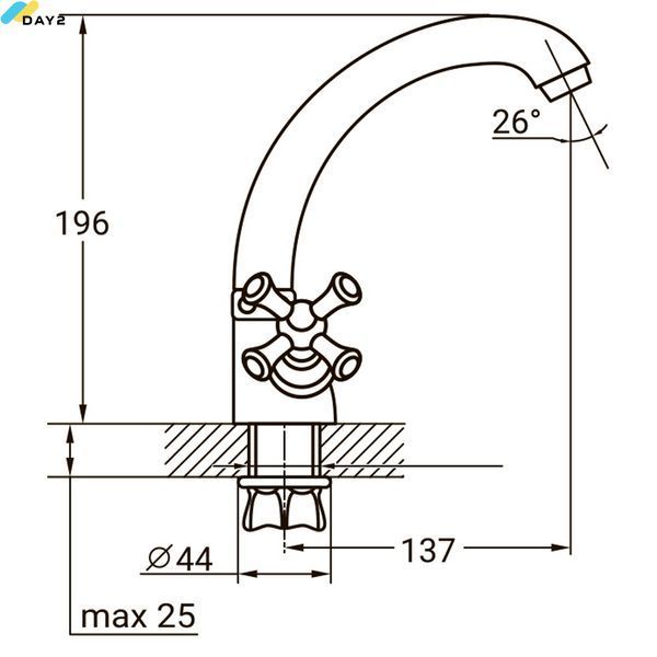 Змішувач PL 1/2 "для кухні гусак короткий вухо на гайці AQUATICA PL-4B355C (9777100) 9777100 фото