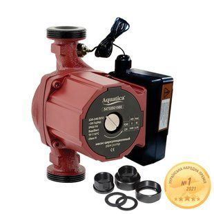 Насос циркуляційний з термодатчиком 65Вт Hmax 4м Qmax 63л/хв &Oslash;1" 130мм+гайки &Oslash;&frac34;" AQUATICA (774011) 774011 фото