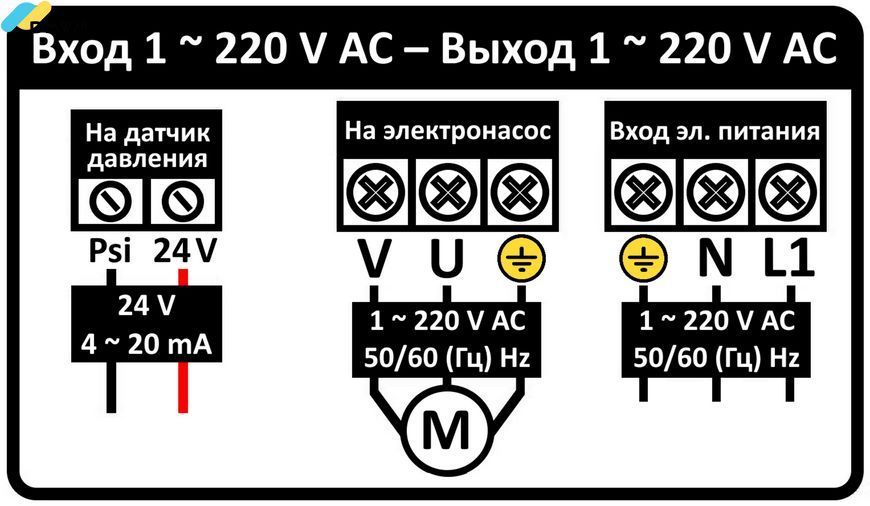 Перетворювач частоти 1~220В &times; 1~220В до 2.2кВт + датчик давления AQUATICA (AVF-2.2M) (779704) 779704 фото