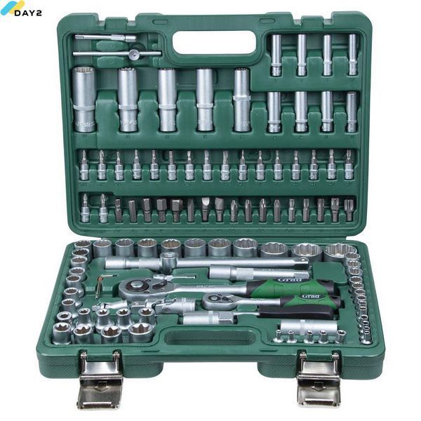 Набір насадок торцевих і біти 1/4", 1/2" 108шт (12 граней) GRAD (6004575) 6004575 фото