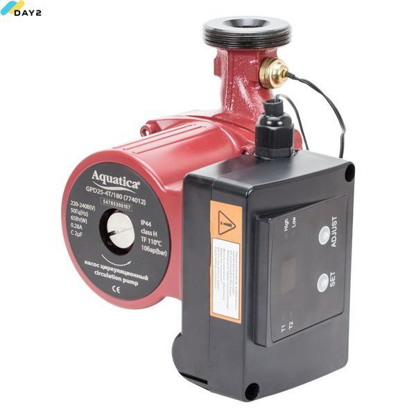 Насос циркуляційний з термодатчиком 65Вт Hmax 4м Qmax 63л/хв &Oslash;1&frac12;" 180мм+гайки &Oslash;1" AQUATICA (774012) 774012 фото