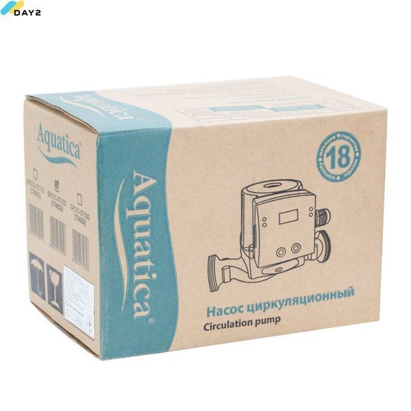 Насос циркуляційний з термодатчиком 65Вт Hmax 4м Qmax 63л/хв &Oslash;1&frac12;" 180мм+гайки &Oslash;1" AQUATICA (774012) 774012 фото