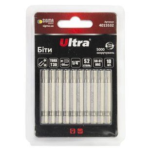Біти TORX 30&times;50мм &frac14;" 10шт S2 (блістер) ULTRA (4015532) 4015532 фото