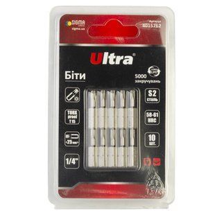 Біти TORX-proof 15&times;25мм &frac14;" 10шт S2 (блістер) ULTRA (4015762) 4015762 фото