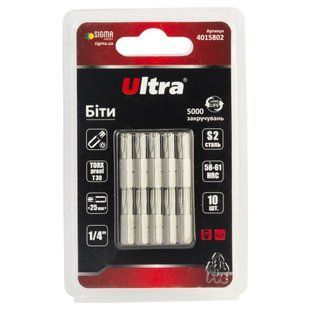 Біти TORX-proof 30&times;25мм &frac14;" 10шт S2 (блістер) ULTRA (4015802) 4015802 фото