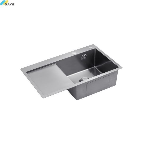 Кухонна мийка Kroner KRP Schwarze - 7849RHM PVD (3.0/1.0 мм) CV025279 фото