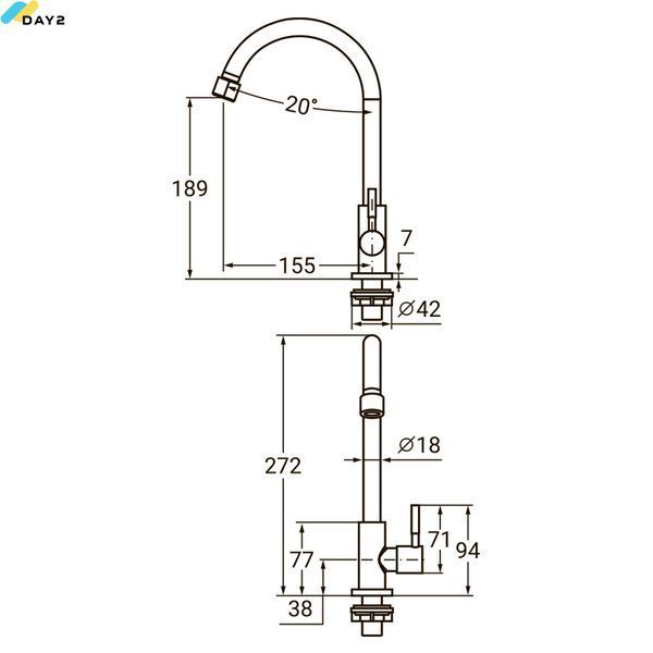 Змішувач KT 1/2" монокран на гайці SS AQUATICA KT-1G170P (9722601) 9722601 фото